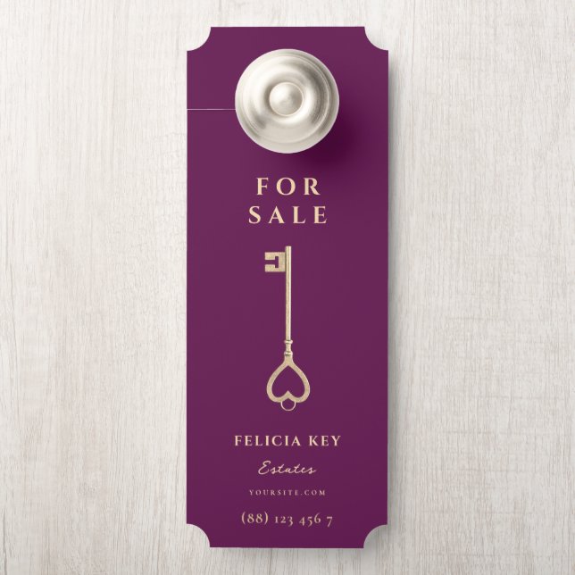 FOR SALE Real Estate Agent QR Front Door Hanger (On Knob)