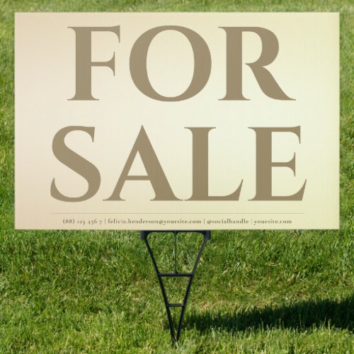 FOR SALE Real Estate Agent QR Outdoor Yard Gold Sign