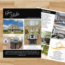 For Sale Real Estate Listing 2 Sided Modern Black Flyer