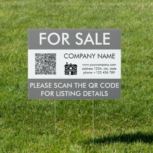 For Sale Real Estate QR Code Scan Logo Sign