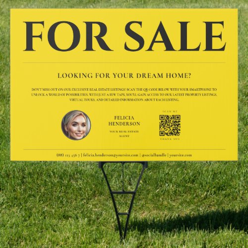FOR SALE Real Estate QR Outdoor Yard Sign