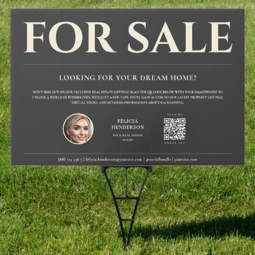 FOR SALE Real Estate QR Outdoor Yard Sign