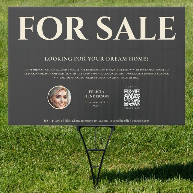 FOR SALE Real Estate QR Outdoor Yard Sign (Insitu)
