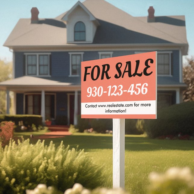 For Sale Realty Real Estate Agent Yard Sign (elegant for sale lawn sign)