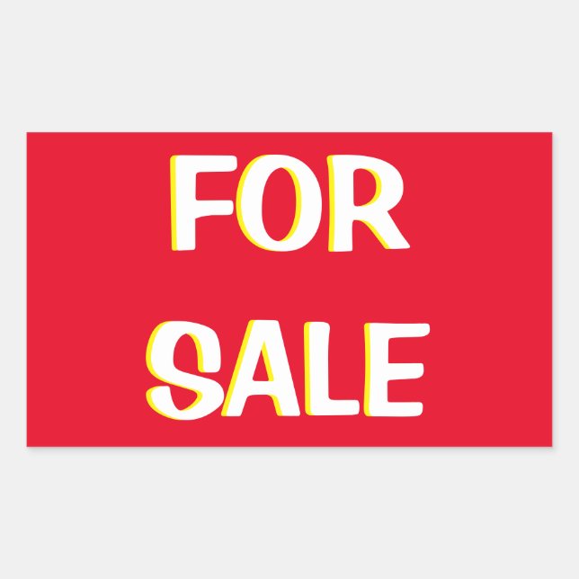 for sale red yellow and white rectangular sticker (Front)