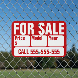 FOR SALE sign for Car, Boat, Truck, Home