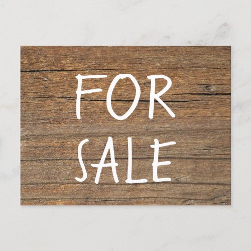 For Sale Sign Handwritten on Wood Boards Postcard