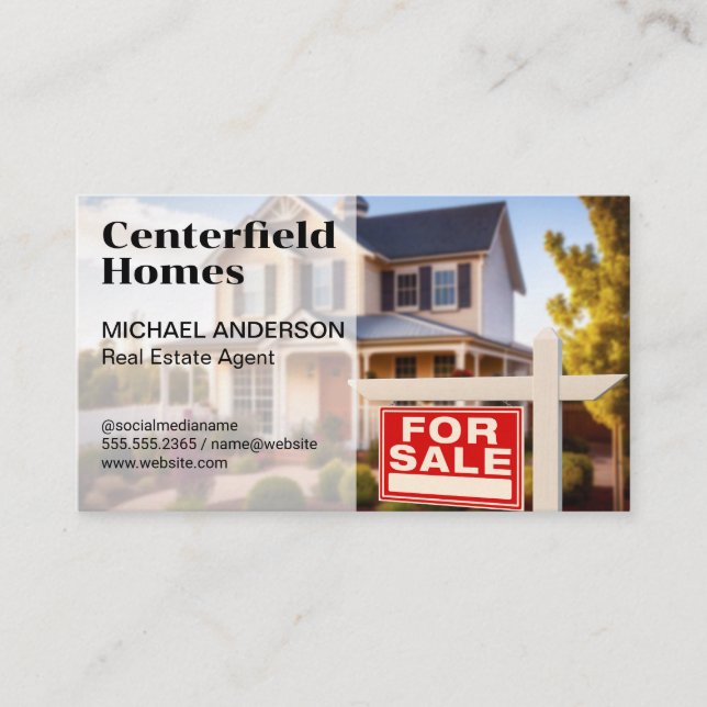 For Sale Sign | Neighborhood Home Business Card (Front)