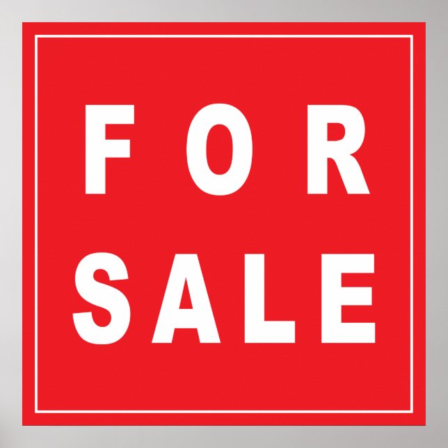 FOR SALE SIGN white red (Front)