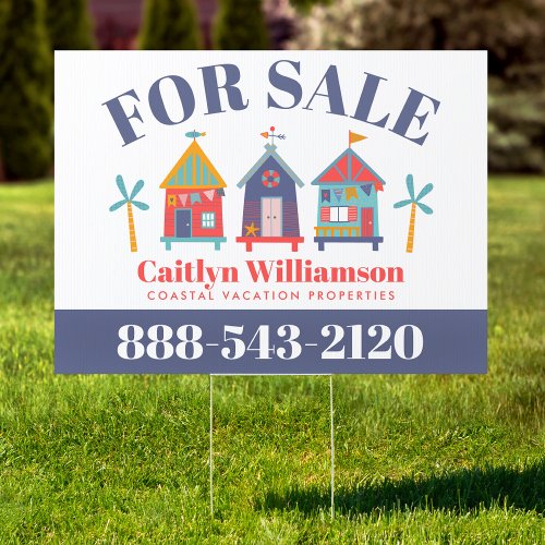 For Sale Vacation Real Estate Fun Beach House Yard Sign