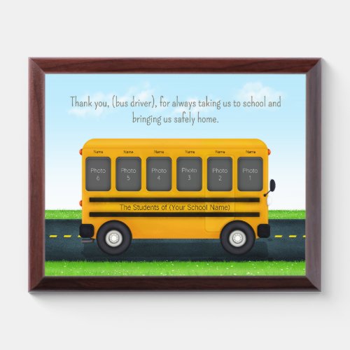 For School Bus Driver Custom 6 Photo Appreciation Award Plaque