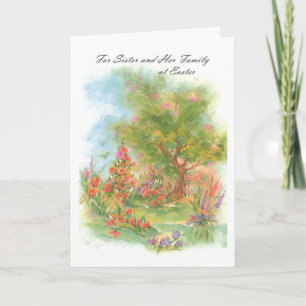 For Sister and Her Family at Easter Holiday Card