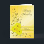 For Sister, birthday card with yellow flowers<br><div class="desc">A gorgeous birthday card with yellow daisy flowers over a vibrant swirling background.</div>