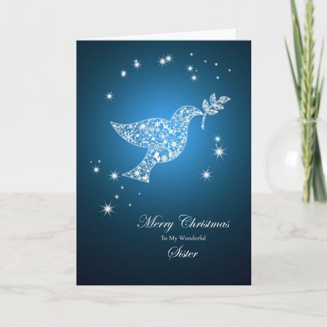 For Sister, Dove of peace Christmas card (Front)