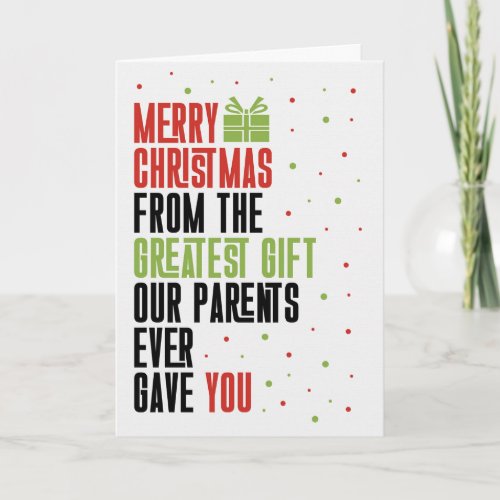 for Sister Funny Christmas Banter Typography Holiday Card