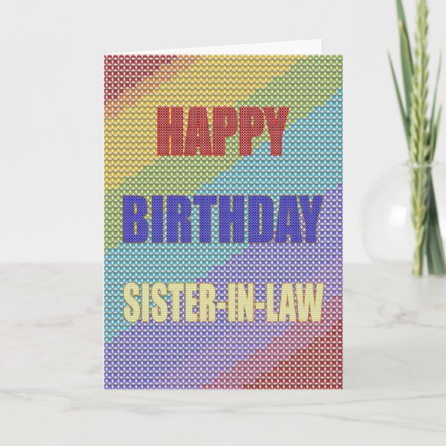 For Sister-in-Law, a Cross Stitch Birthday card (Front)