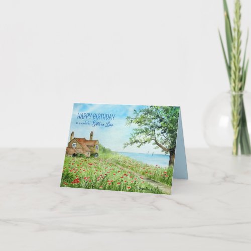 For Sister in Law on Birthday Poppy Field Painting Card