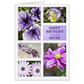 For Sister,Lavender hues floral birthday card