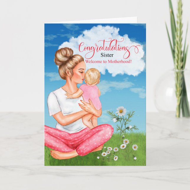 for Sister New Baby Congratulations Baby Girl Card (Front)