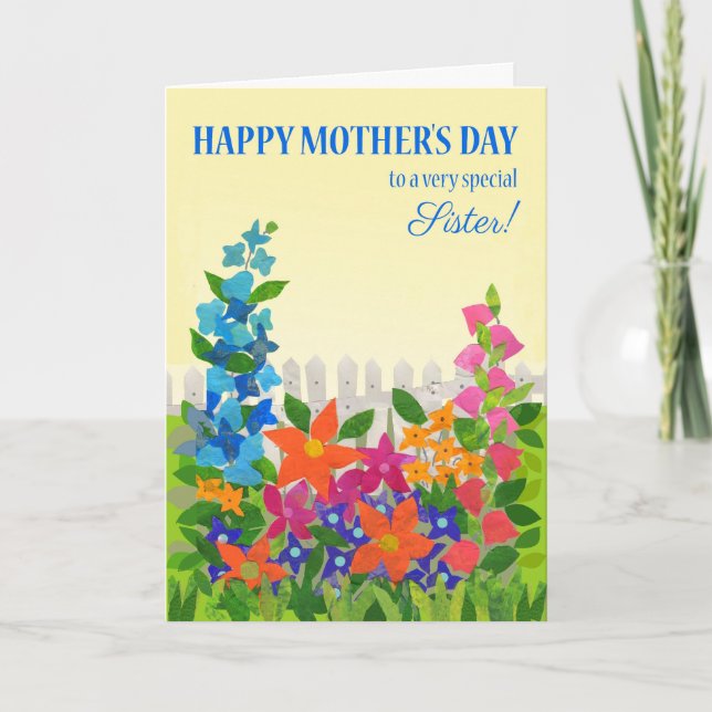 For Sister on Mother's Day Flower Garden Card (Front)