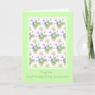 For Sister Pretty Floral Mother's Day Greeting Card