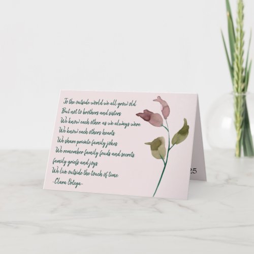 For Sister Sentimental Poem Pretty Pink Birthday Card