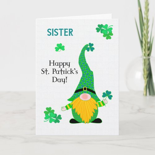 For Sister St Patricks Fun Leprechaun Card