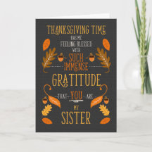 for Sister Thanksgiving Immense Gratitude for You