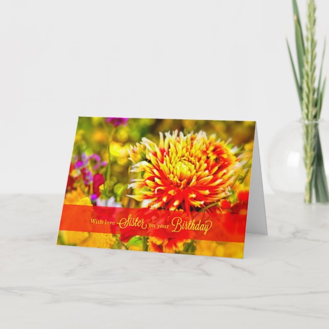 for Sister Wildflower Garden Botanical Birthday Card (Front)