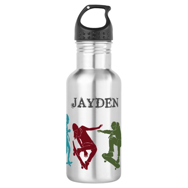 For Skateboarders Skateboarding Graphics Collage Stainless Steel Water Bottle (Front)
