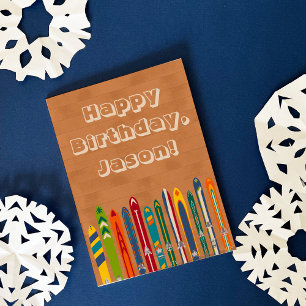 For Skiers Funny Personalized Vintage Ski Birthday Card