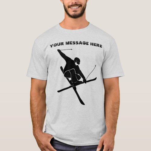 For Skiers Ski Trick Black Silhouette Graphic T_Shirt