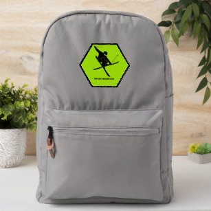 For Skiers, Ski Trick Graphic, Lime Green Custom Patch