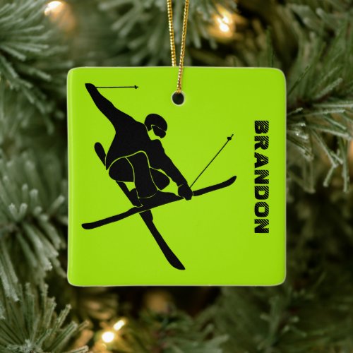 For Skiers Ski Trick Graphic Personalized Ceramic Ornament