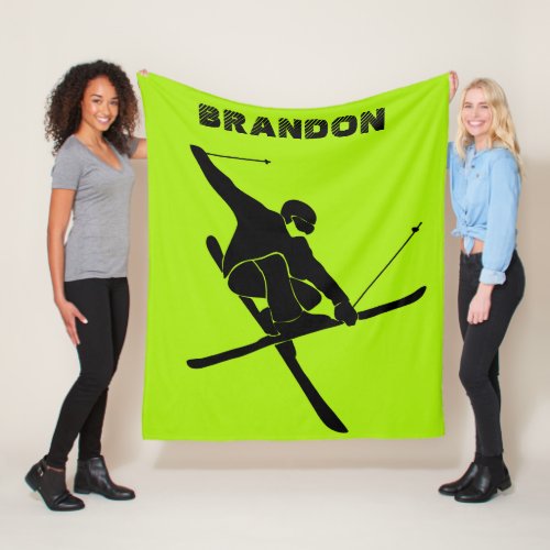 For Skiers Ski Trick Graphic Personalized Fleece Blanket