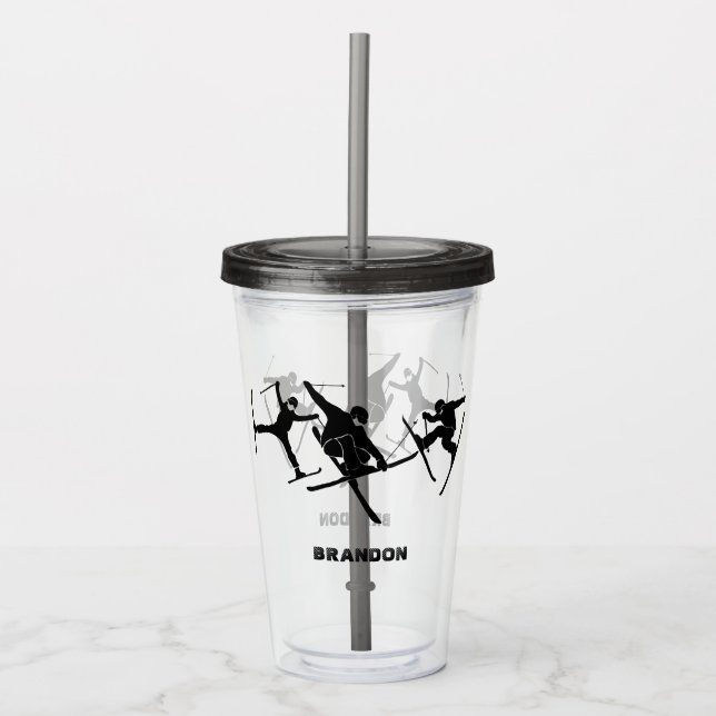 For Skiers Ski Tricks Graphics Personalized Acrylic Tumbler (Front)