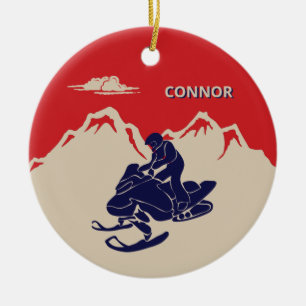 For Snowmobilers Snowmobile Graphic Personalized Ceramic Ornament