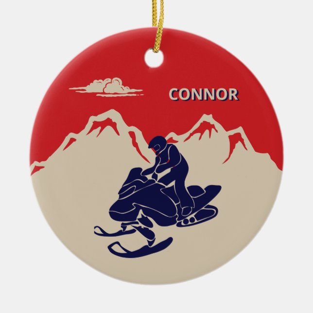 For Snowmobilers Snowmobile Graphic Personalized Ceramic Ornament (Front)