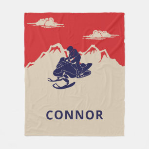 For Snowmobilers Snowmobile Graphic Personalized Fleece Blanket