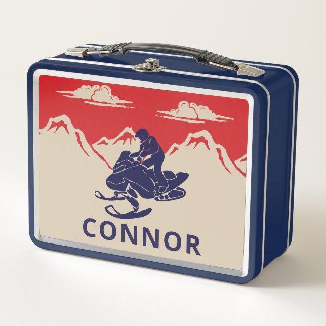 For Snowmobilers Snowmobile Graphic Personalized Metal Lunch Box (Front)