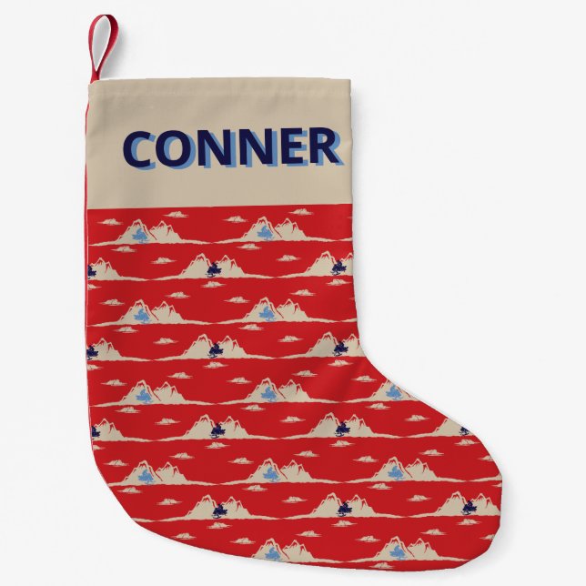 For Snowmobilers Snowmobile Pattern Personalized Small Christmas Stocking (Front)