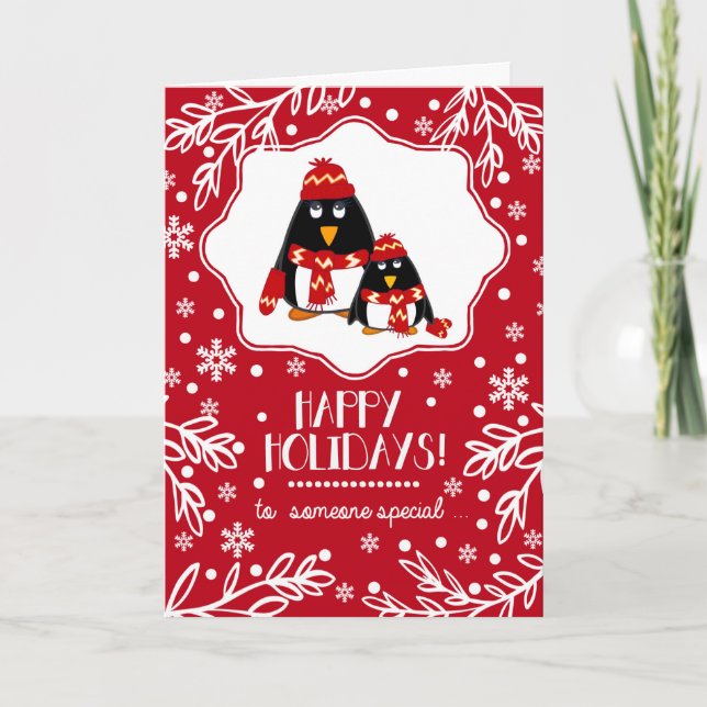 For Someone Special at Christmas. Little Penguins Holiday Card (Front)