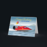 For Son 30th Birthday with High Performance Boat Card<br><div class="desc">30th birthday greeting card for a son, featuring a photo of a high performance racing boat. A lake, mountains, and birthday balloons with the number 30 written on the side of the boat. Change the number on the boat to match the birthday year. Art, image, and verse copyright © Shoaff...</div>