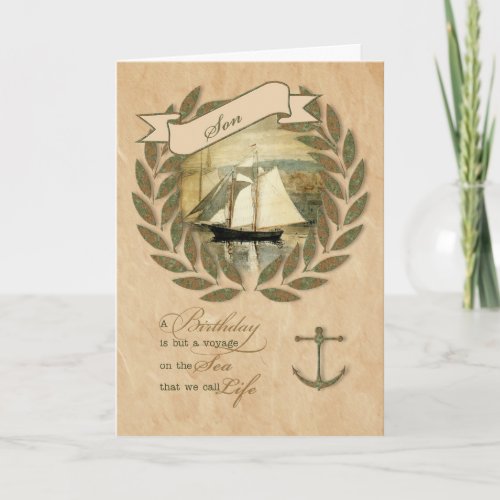 for Son a Nautical Sailing Themed Birthday Card
