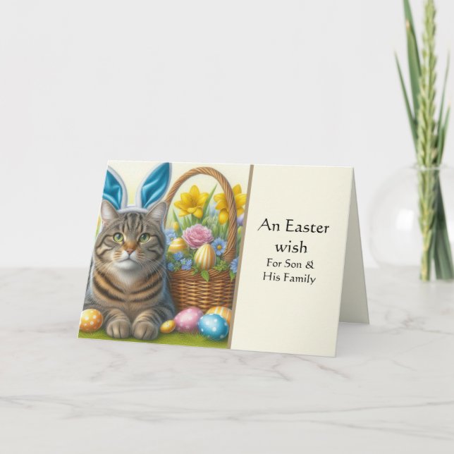 For Son and Family Happy Easter Greeting Card (Front)