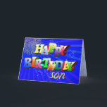 For son, Bright letters and bubbles birthday card<br><div class="desc">A rainbow of colorful letters for a happy birthday card.</div>