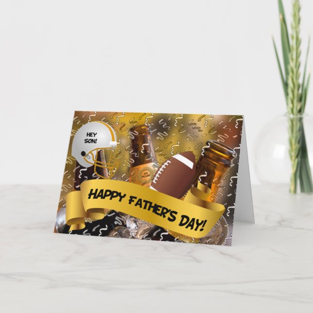 for Son Father's Day Football and Beer Card (Front)