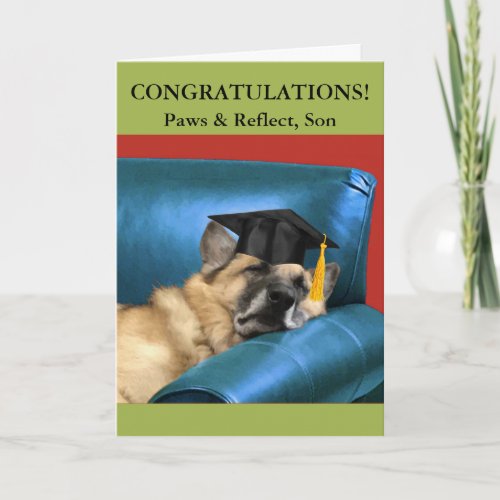 For Son Graduation German Shepherd Resting Card