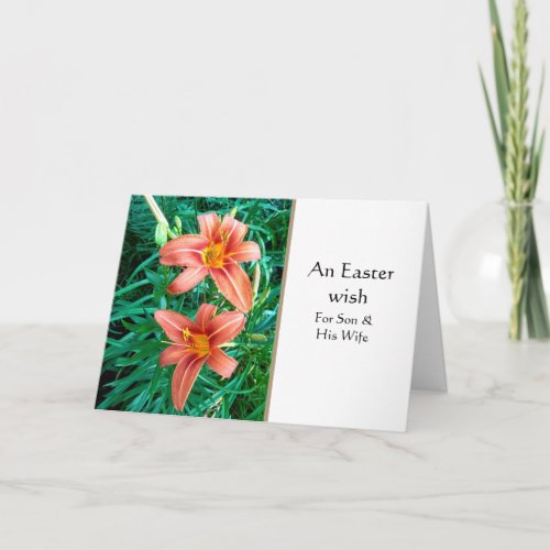 For Son  His Wife Happy Easter Greeting Card