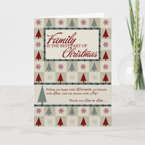 for Son in Law Christmas Tree Retro Pattern Holiday Card